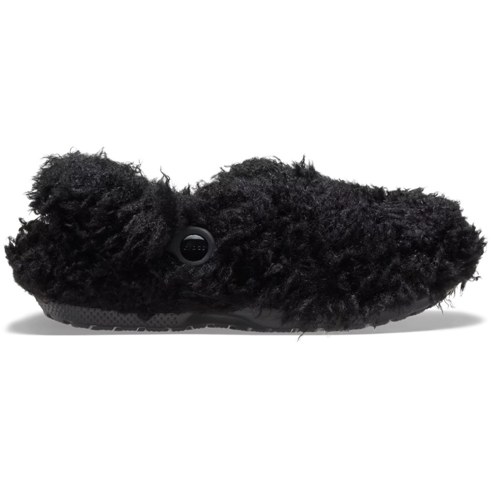 CROCS limited edition Classic Shaggy Faux Fur Lined Clog Black Furry Slip-On‎